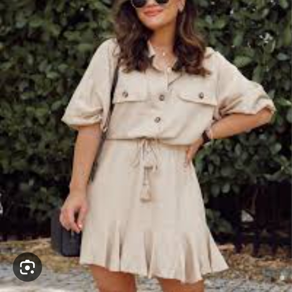 Grace + Karma Tan Linen Blend Dress Nwt Size Medium